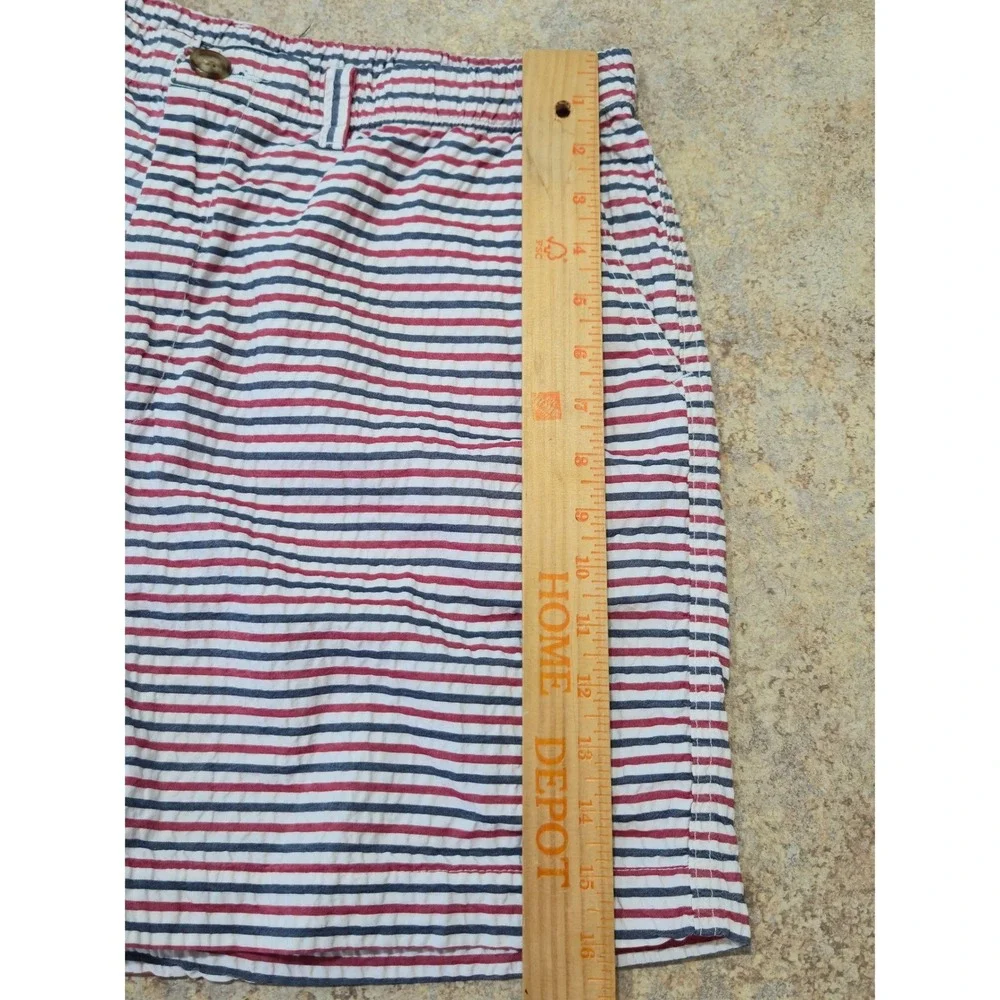 Chubbies Mens XL Seersucker Shorts Red White Blue Striped 7 Inch Inseam USA Made